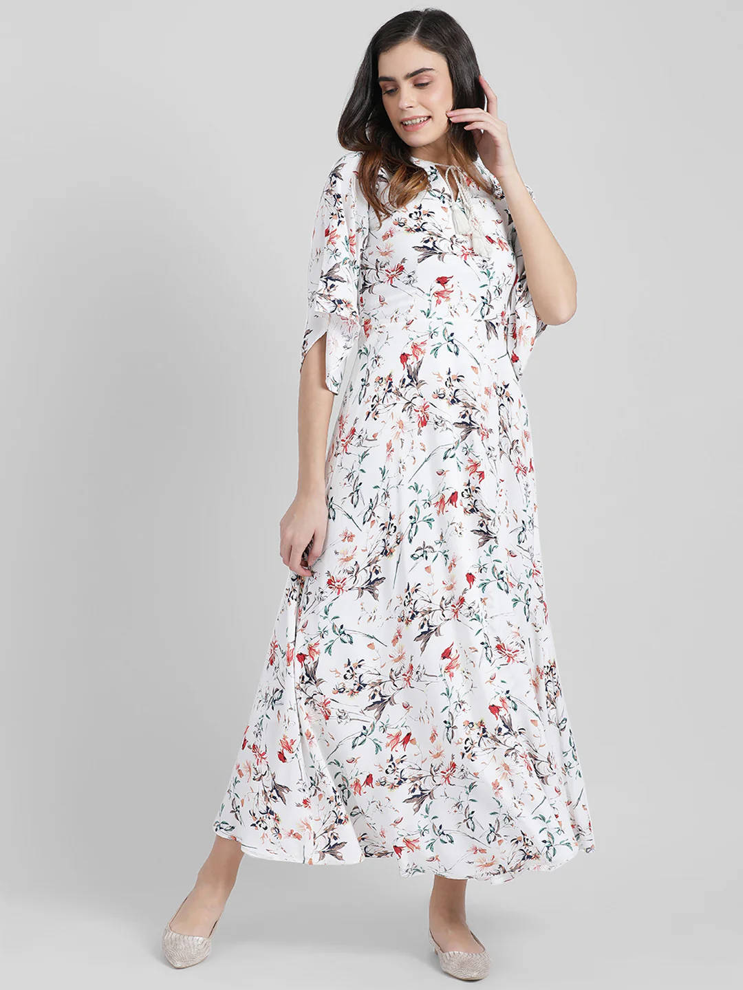 White Printed Maxi Dress