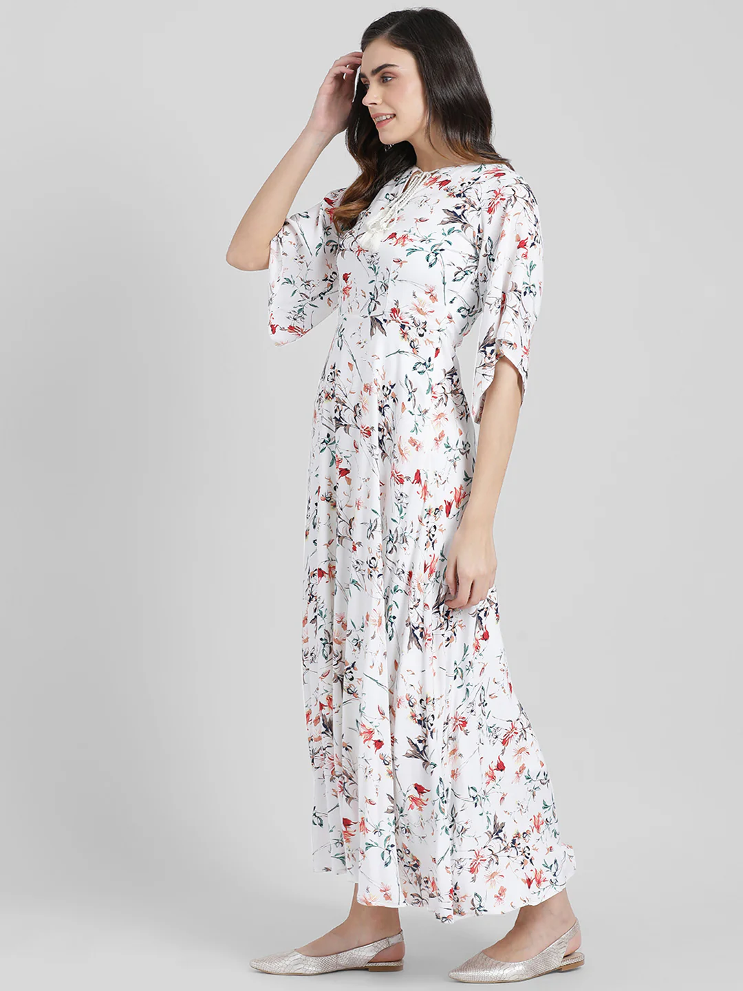 White Printed Maxi Dress - Image 2