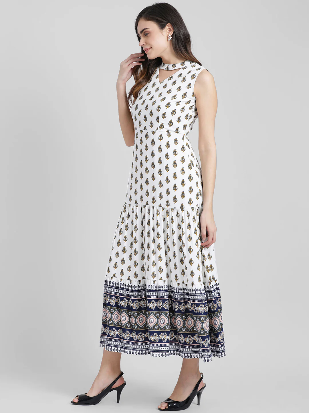 White Printed Maxi Dress - Image 2