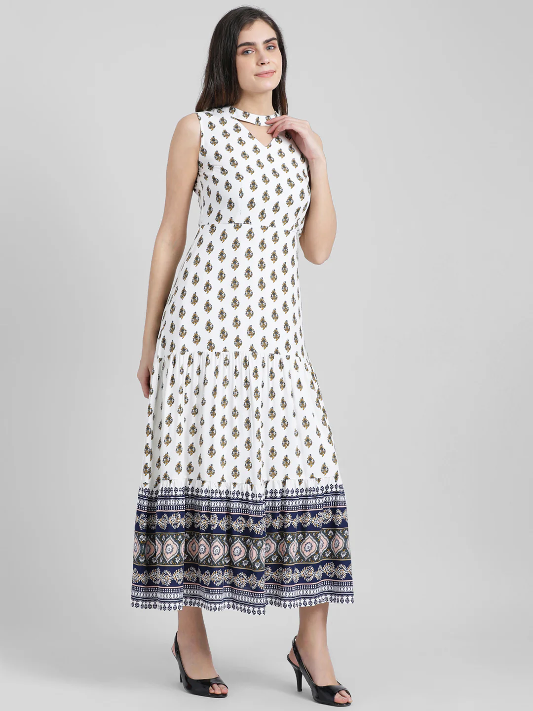 White Printed Maxi Dress - Image 3