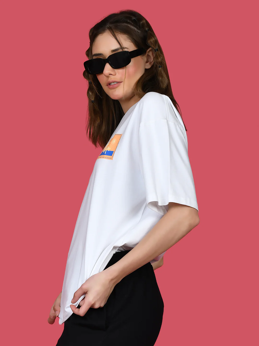 White Printed Oversized T-Shirt - Image 3