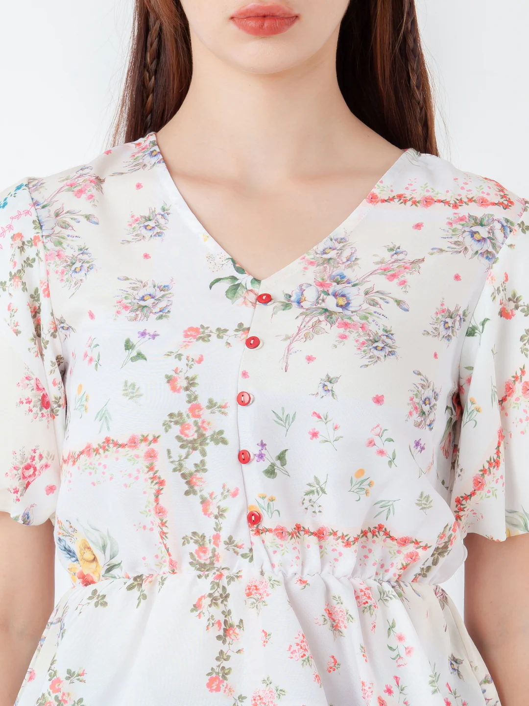 White Printed Peplum Top - Image 6