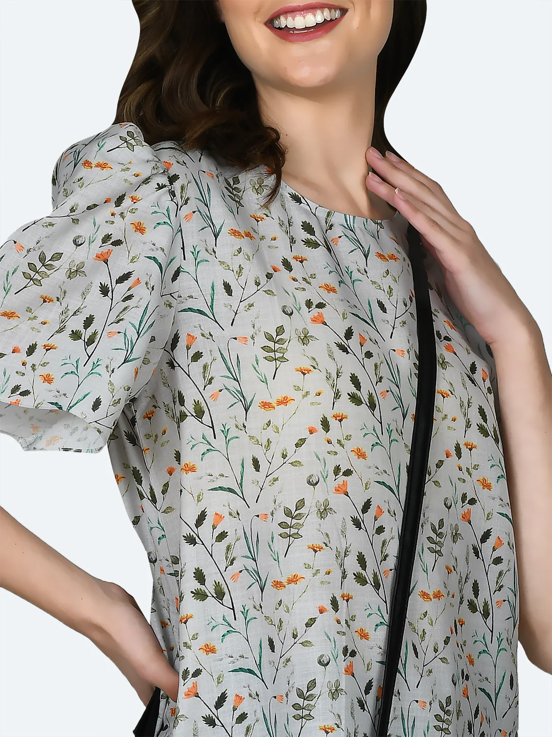 White Printed Puff Sleeve Top - Image 6