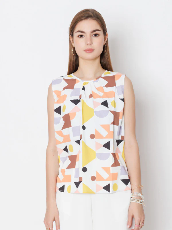 White Printed Regular Fit Top - Image 2