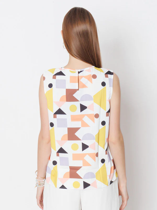 White Printed Regular Fit Top - Image 4