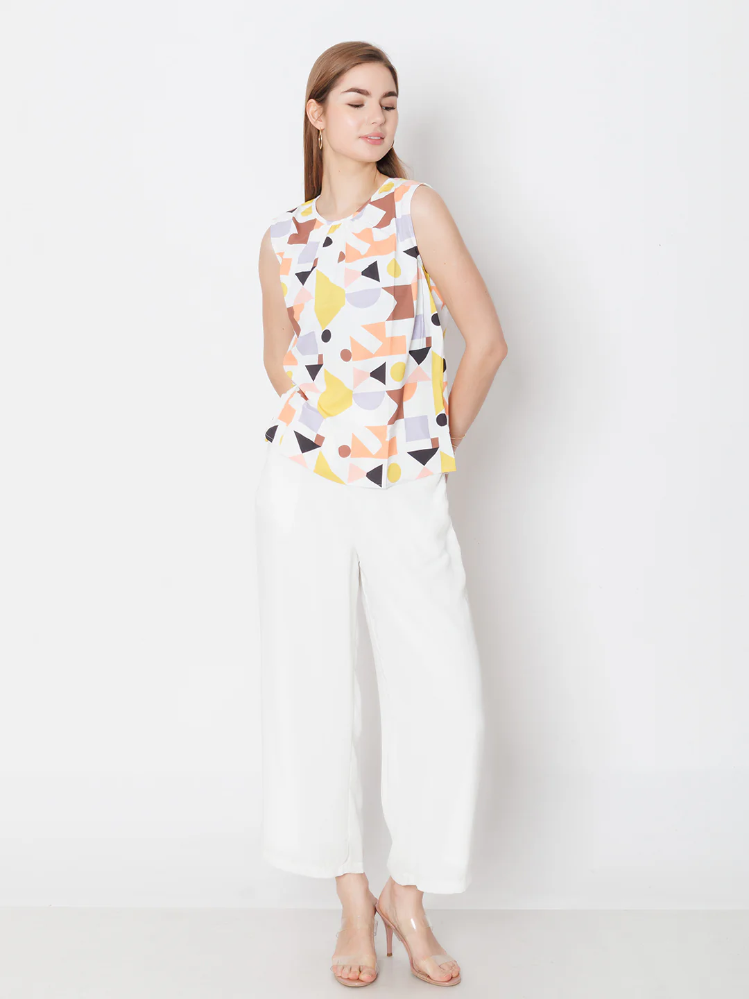 White Printed Regular Fit Top - Image 5