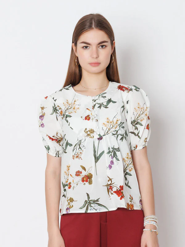 White Printed Regular Fit Top - Image 2