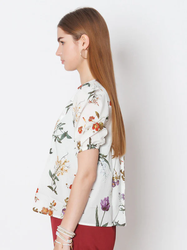 White Printed Regular Fit Top - Image 3