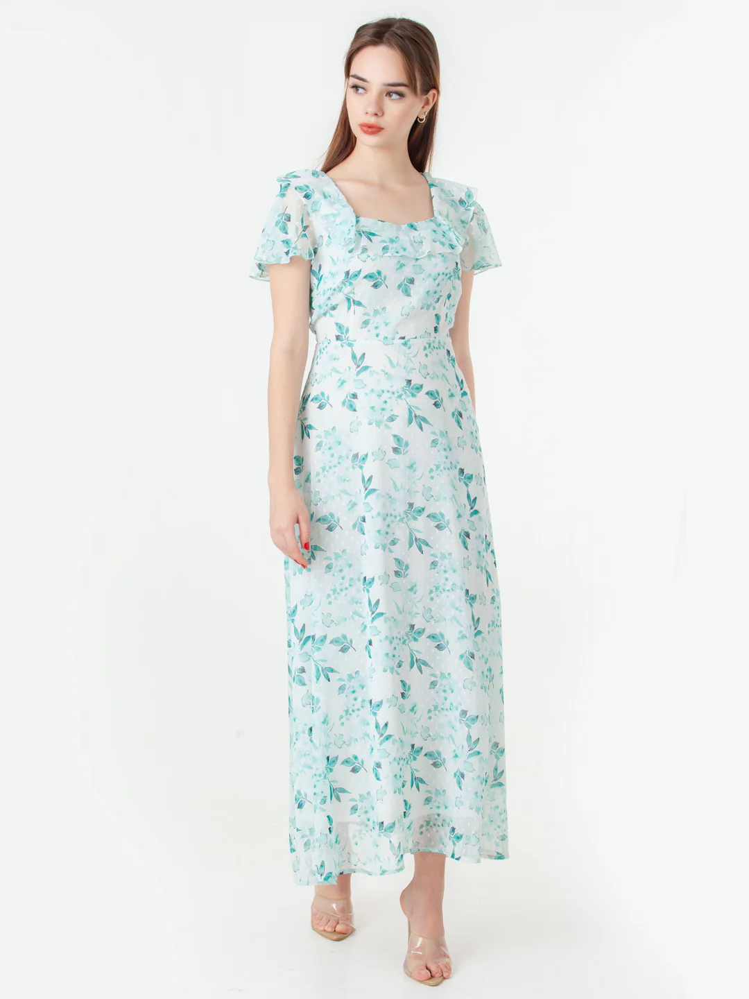 White Printed Regular Maxi Dress - Image 2