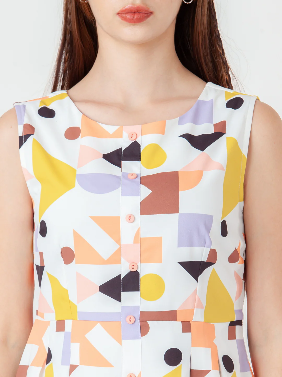 White Printed Regular Short Dress - Image 6