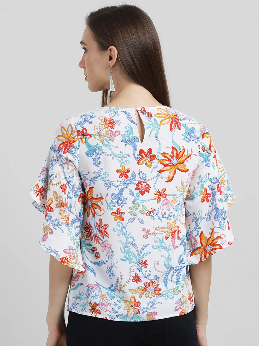 White Printed Regular Top - Image 4