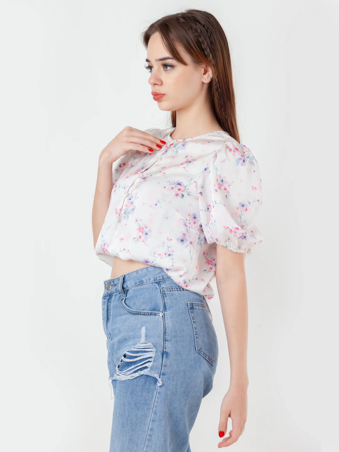 White Printed Regular Top - Image 3