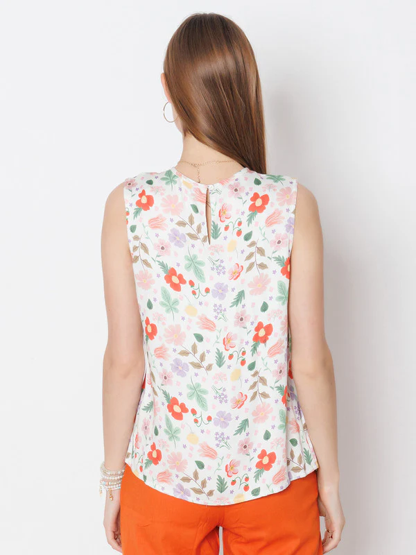 White Printed Relaxed Fit Top - Image 4
