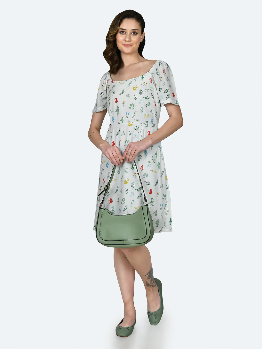 White Printed Short Dress - Image 5