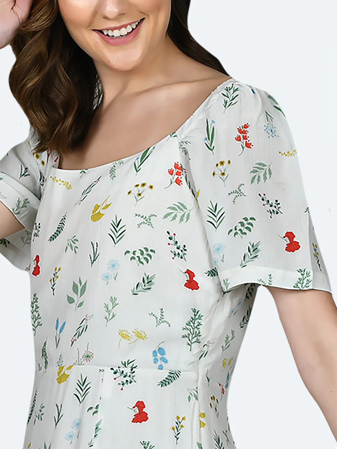 White Printed Short Dress - Image 6