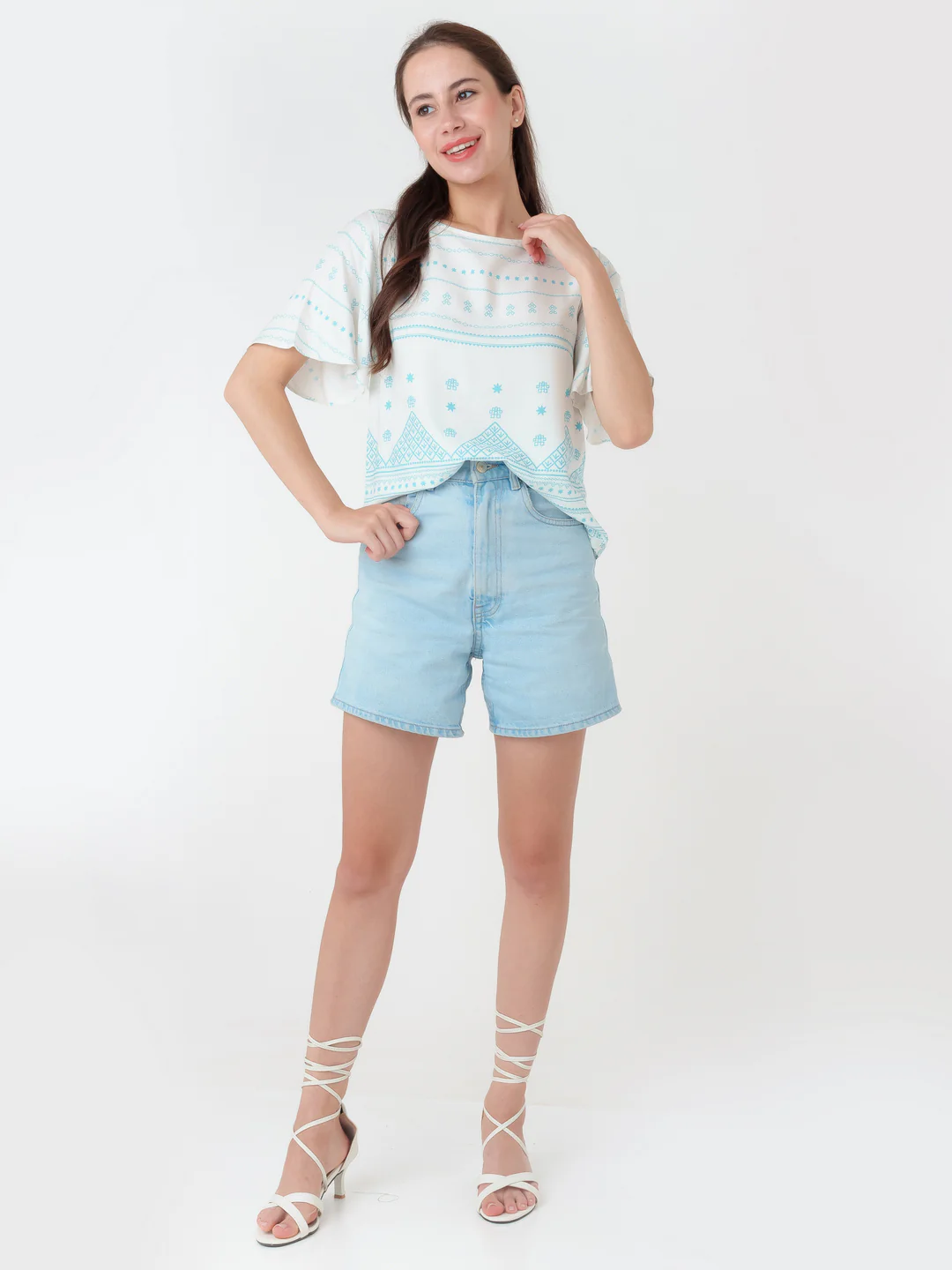 White Printed Straight Top - Image 5