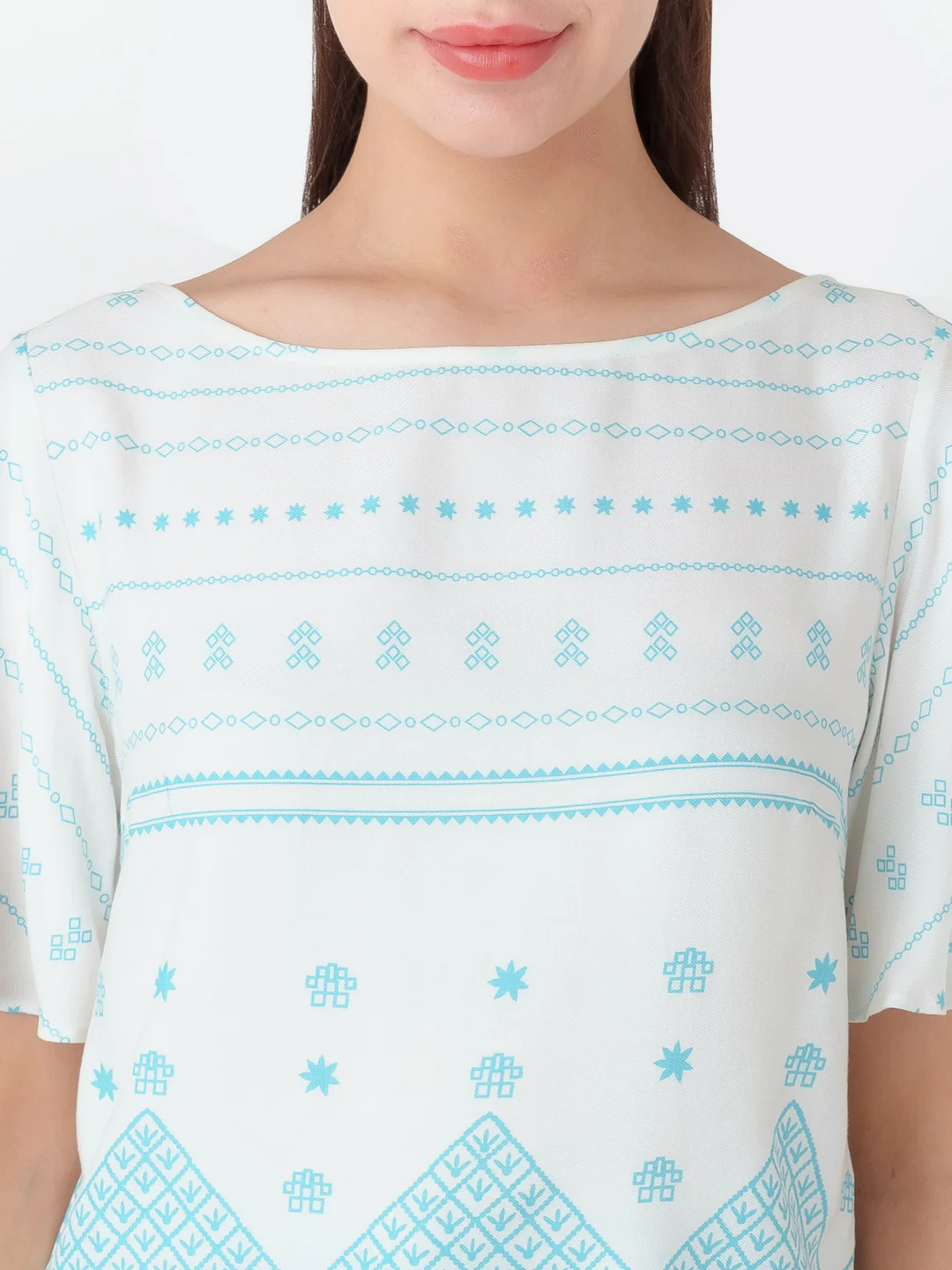 White Printed Straight Top - Image 6