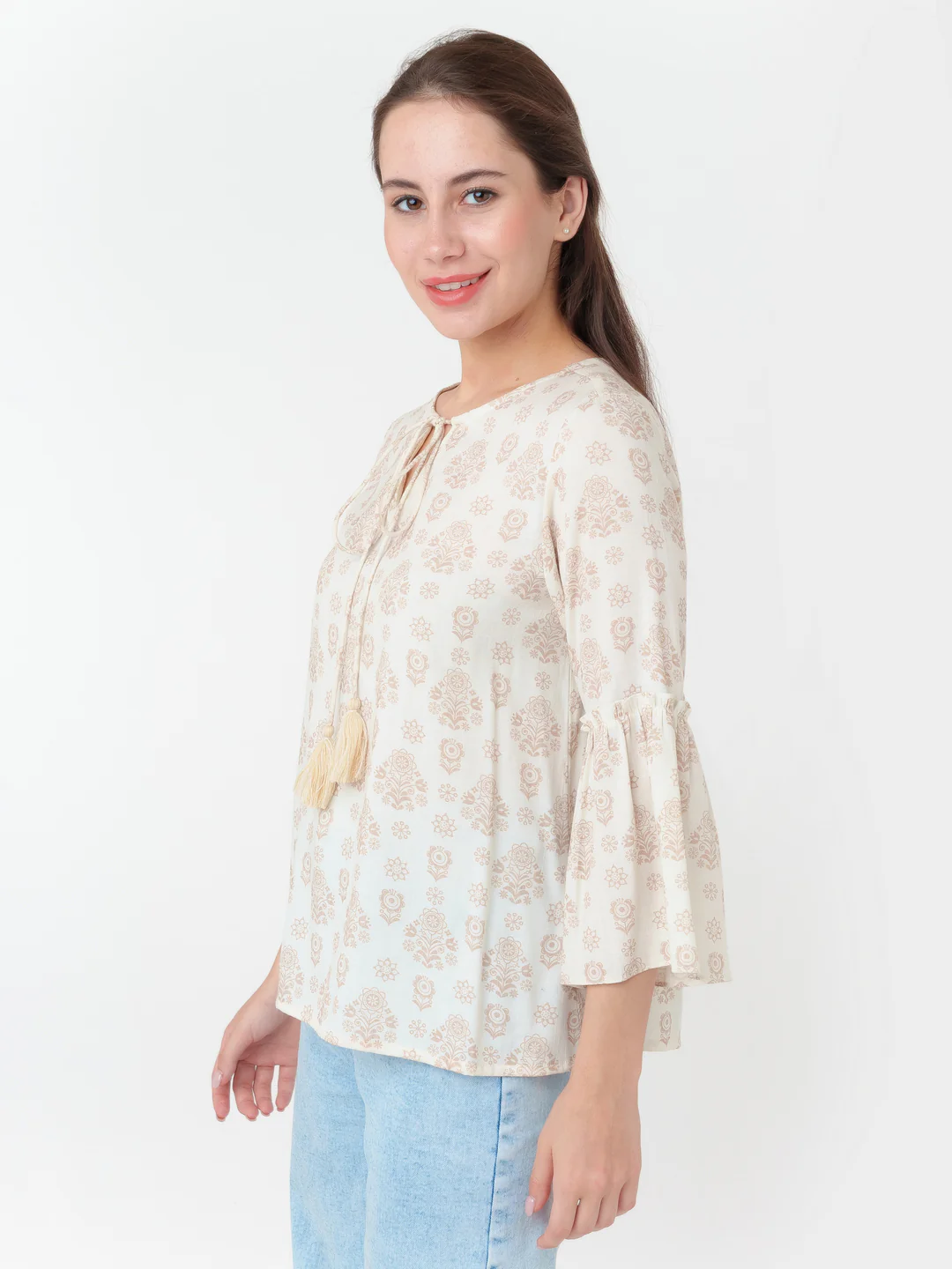 White Printed Straight Top - Image 3