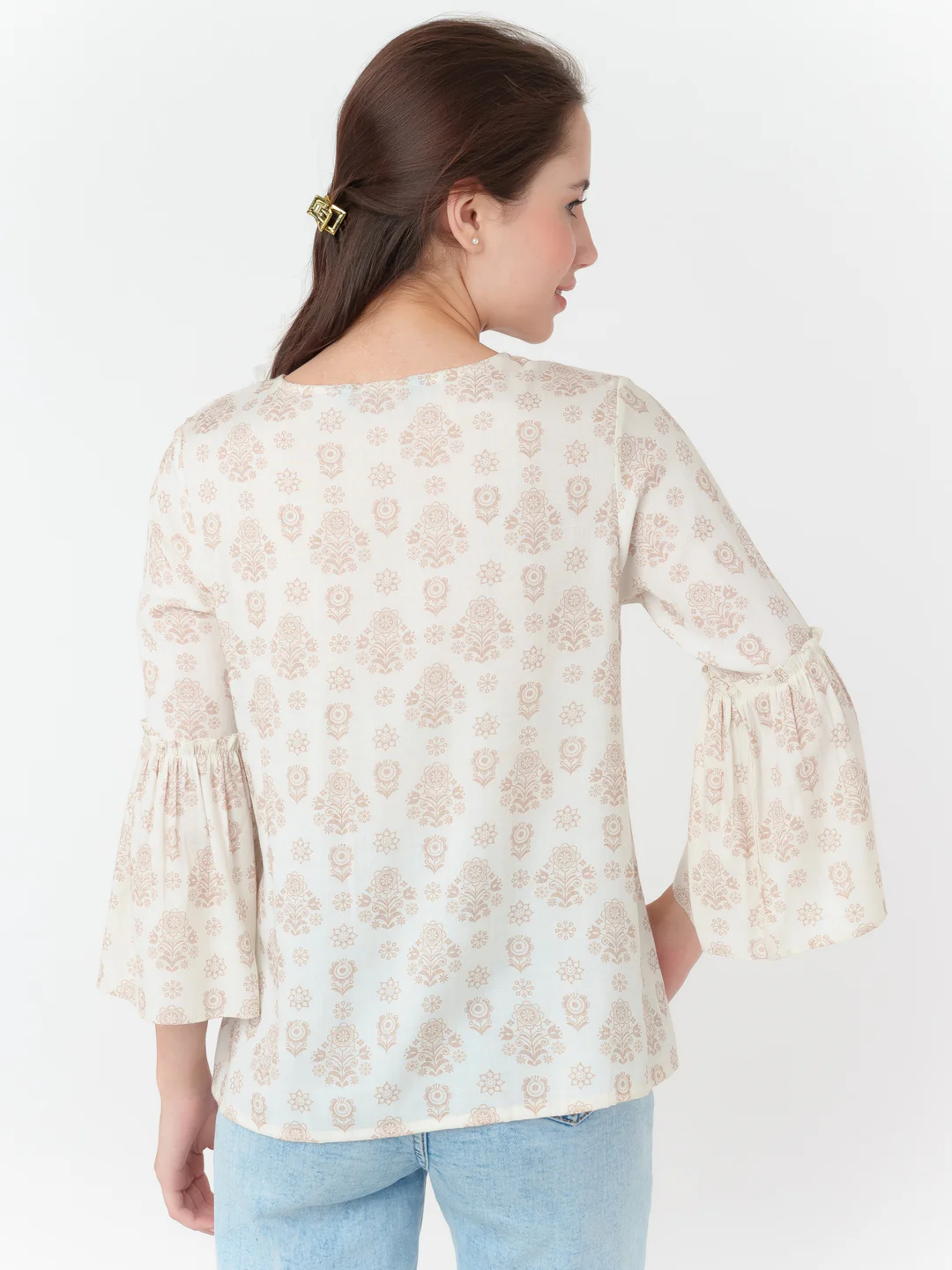 White Printed Straight Top - Image 4