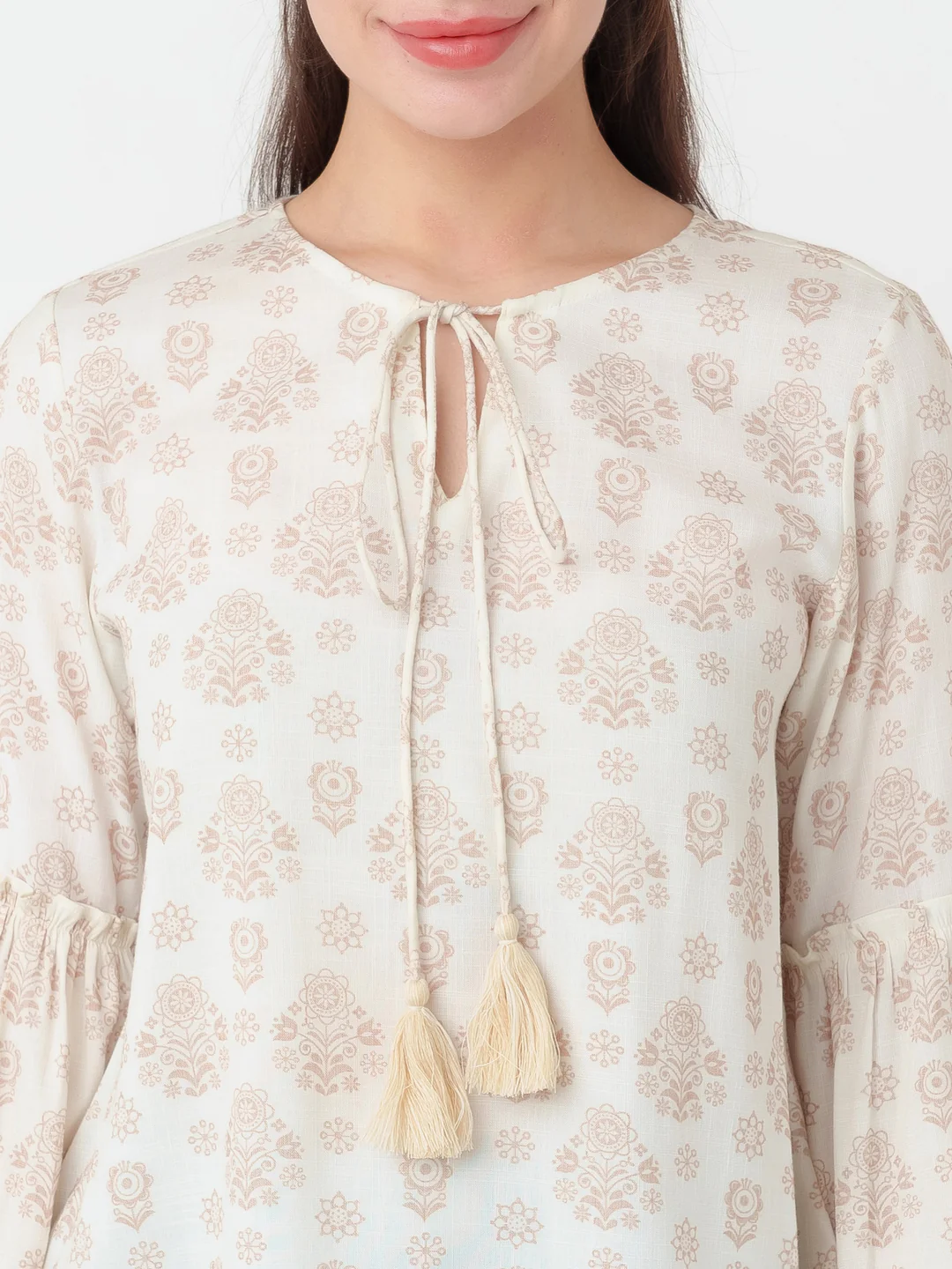 White Printed Straight Top - Image 6