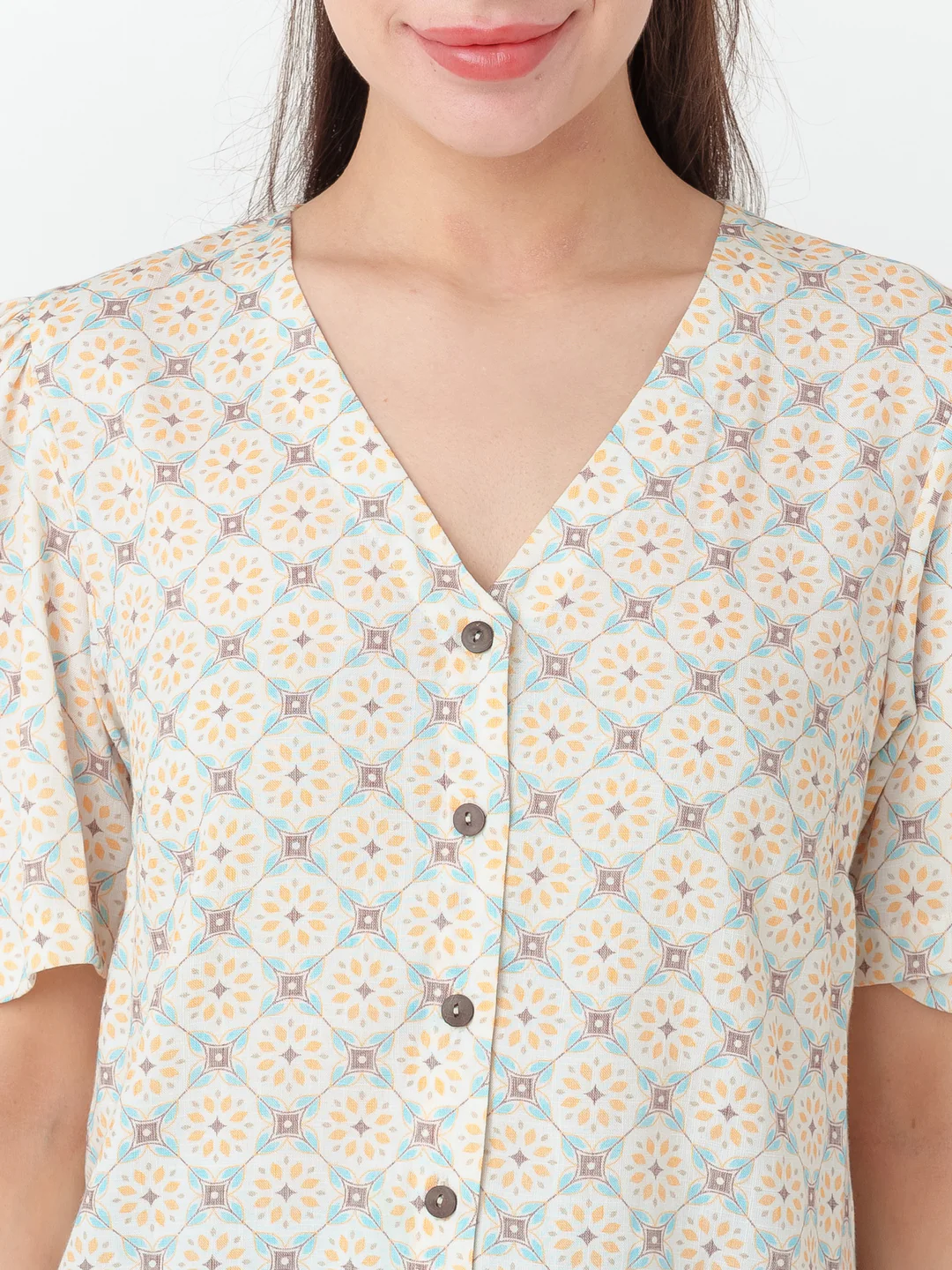 White Printed Straight Top - Image 6