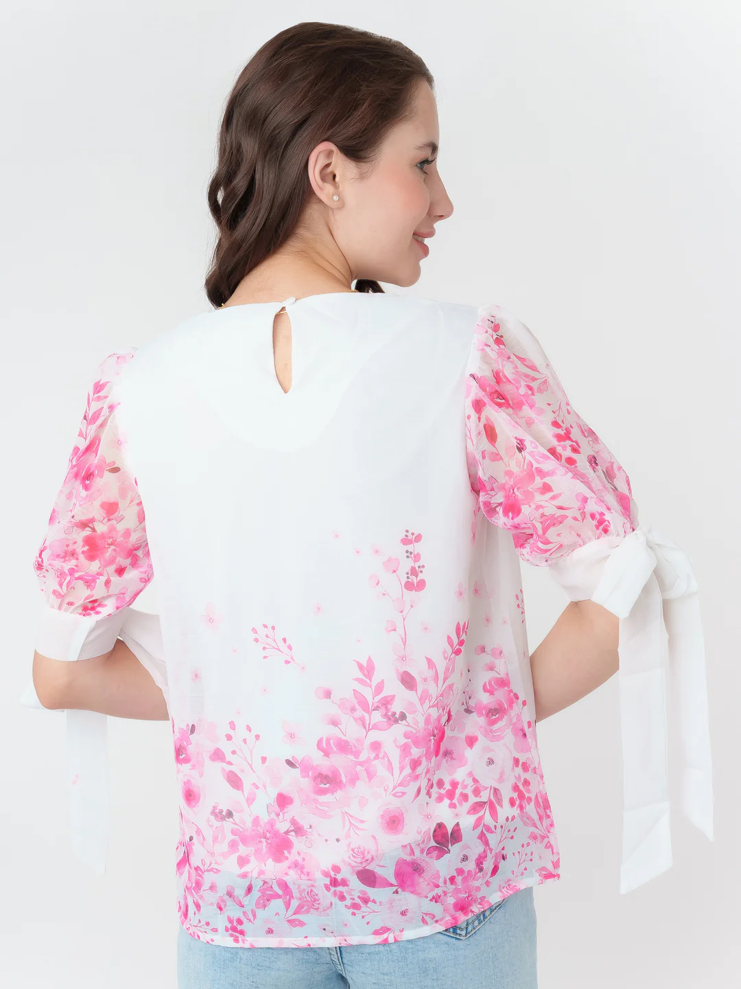 White Printed Straight Top - Image 4