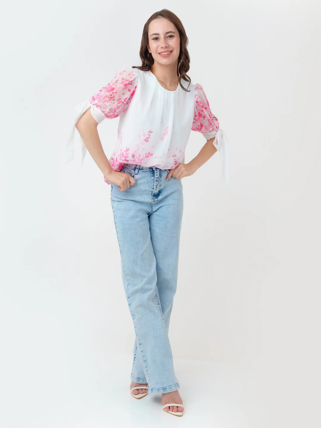 White Printed Straight Top - Image 5