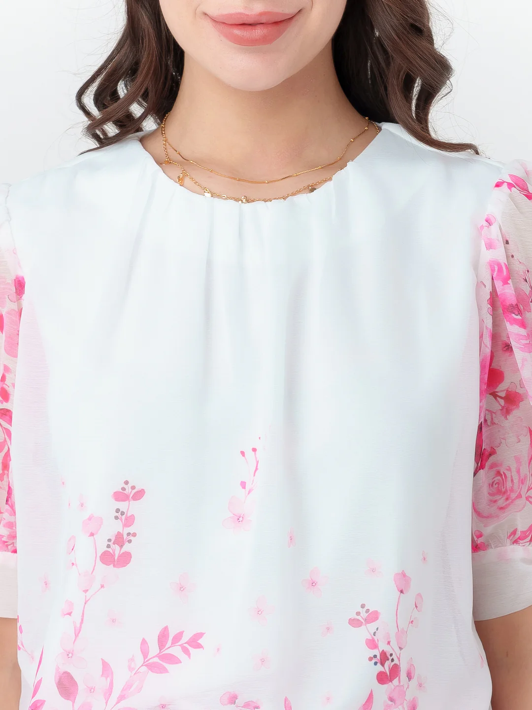 White Printed Straight Top - Image 6