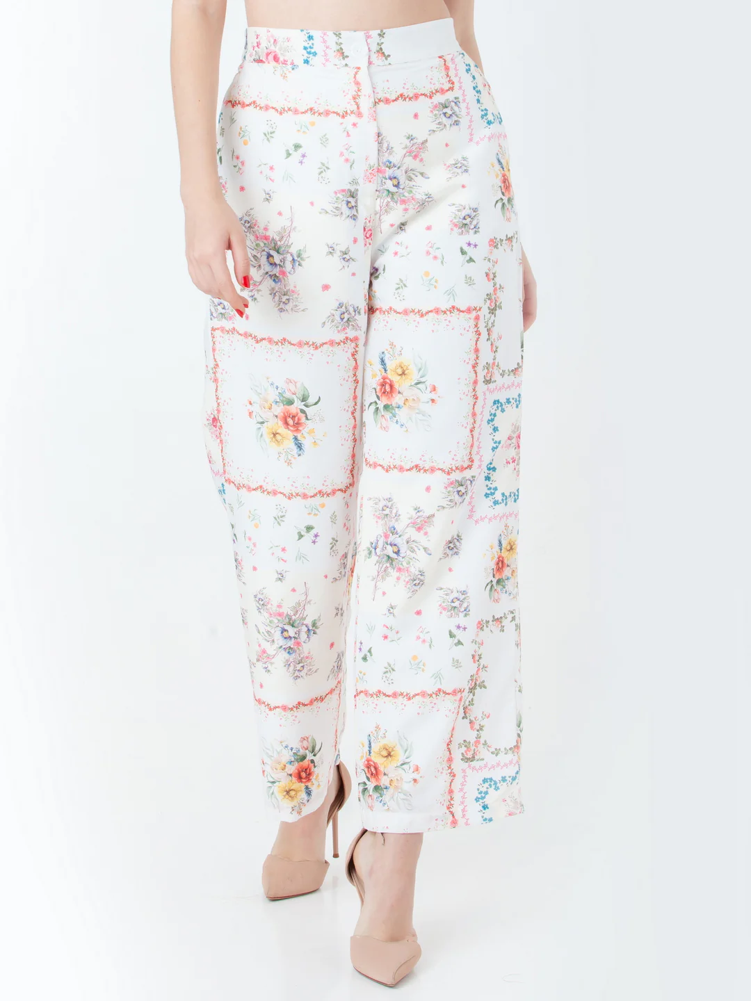 White Printed Straight Trouser - Image 2
