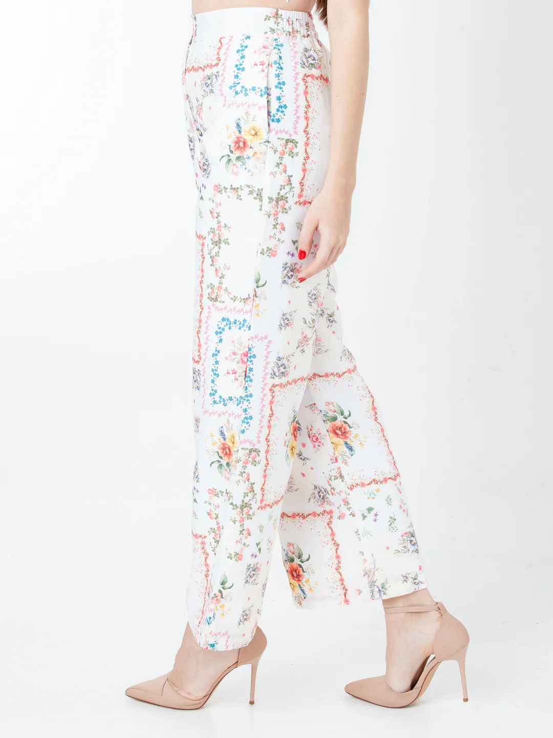 White Printed Straight Trouser - Image 3