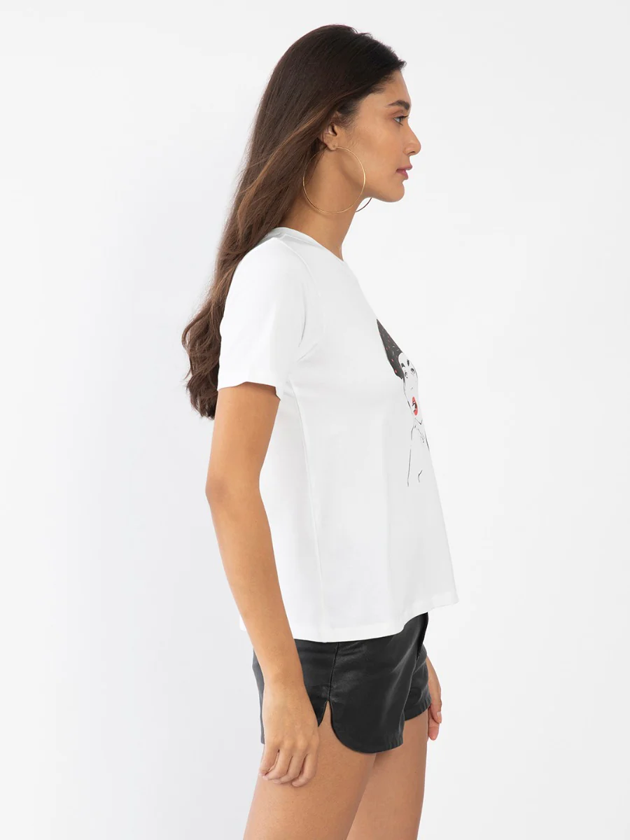 White Printed T-Shirt - Image 3