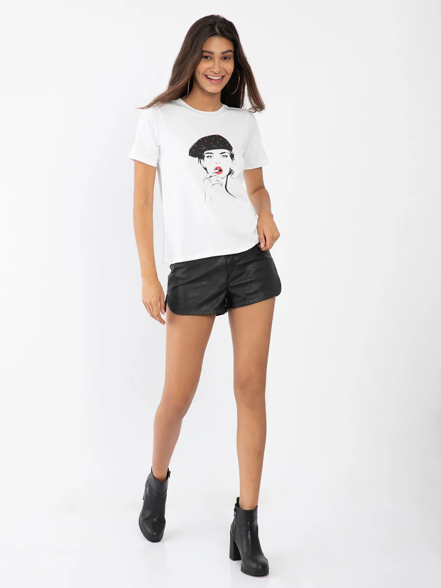 White Printed T-Shirt - Image 5
