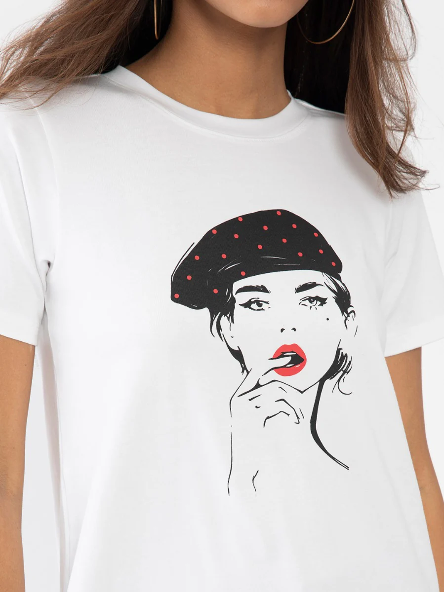 White Printed T-Shirt - Image 6