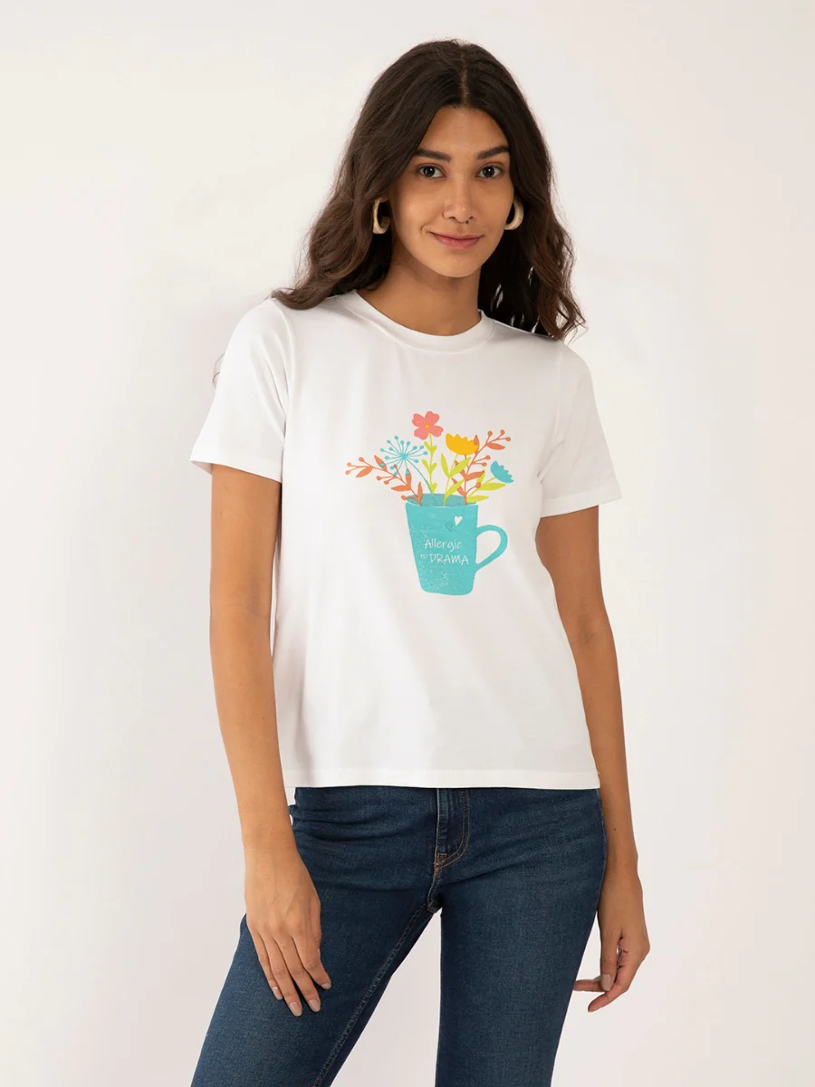 White Printed T-Shirt - Image 6