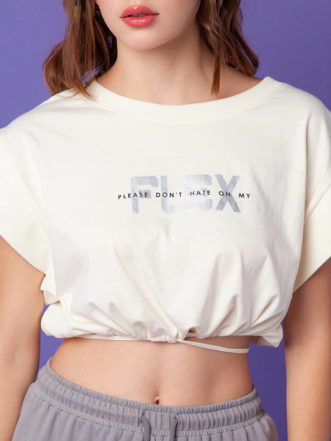 White Printed Tie-Up T-Shirt - Image 6