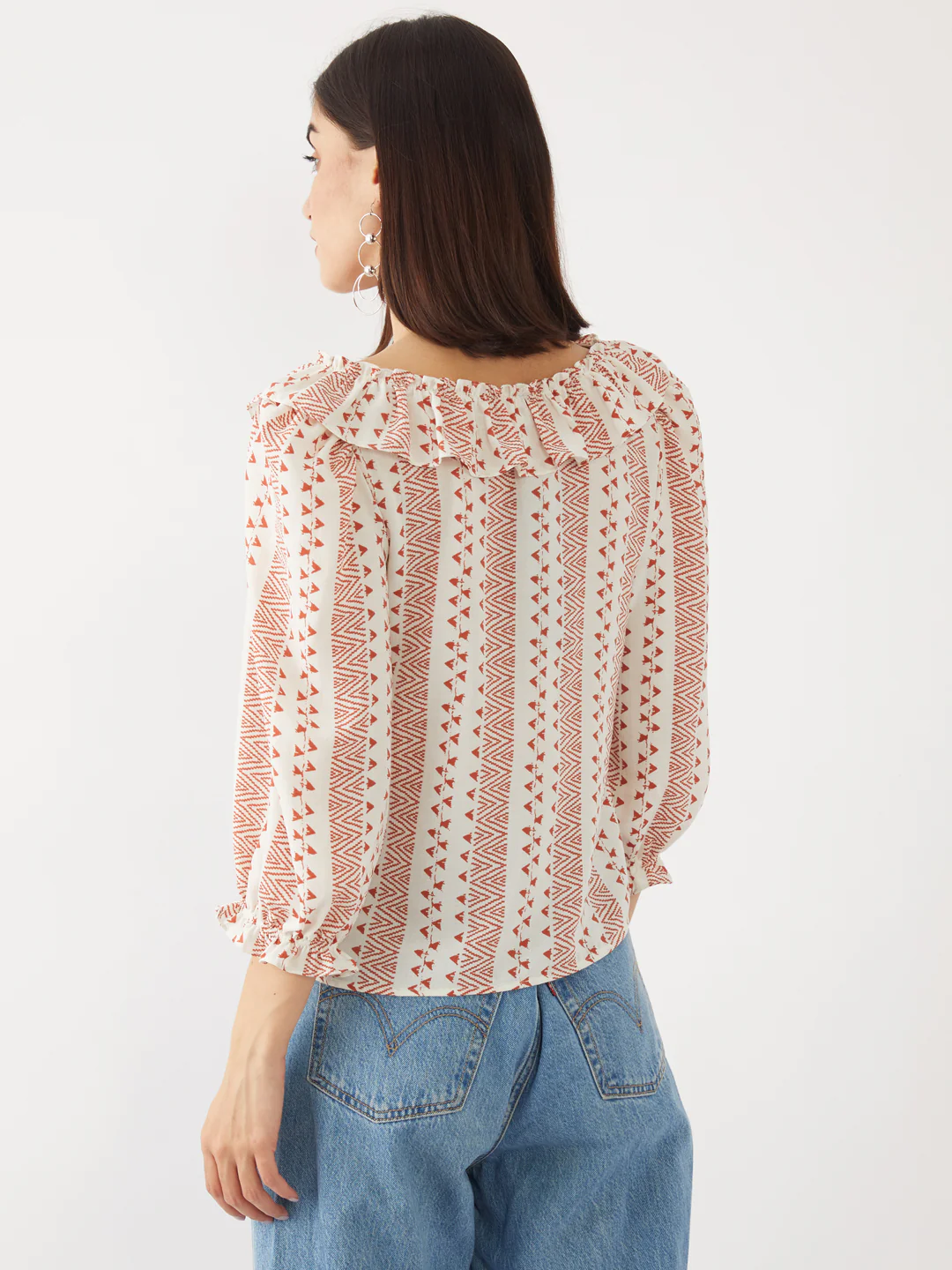White Printed Tie-Up Top - Image 4