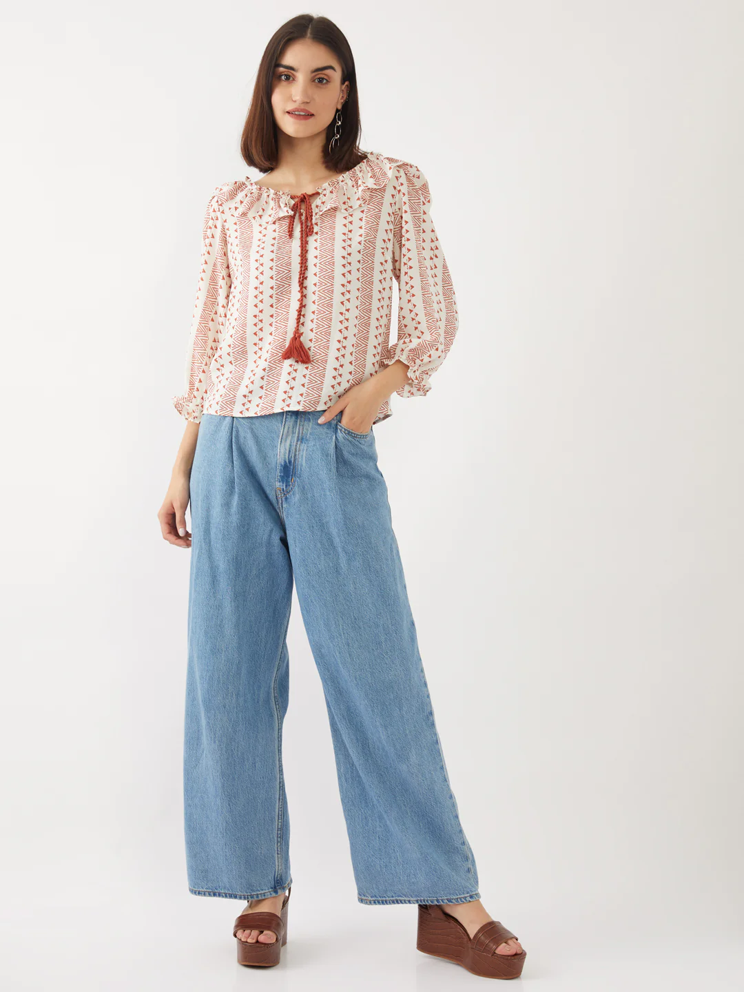 White Printed Tie-Up Top - Image 5