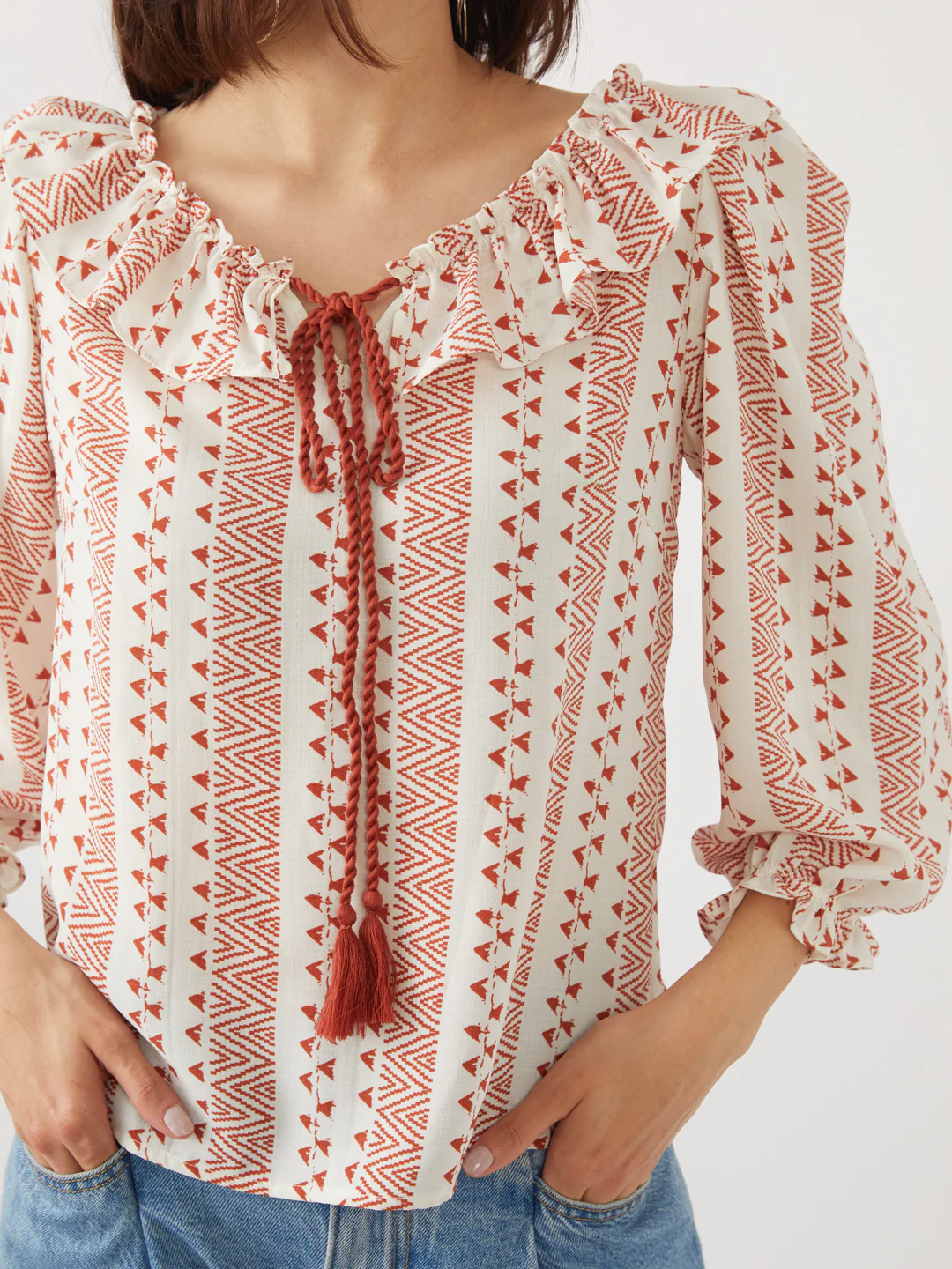 White Printed Tie-Up Top - Image 6