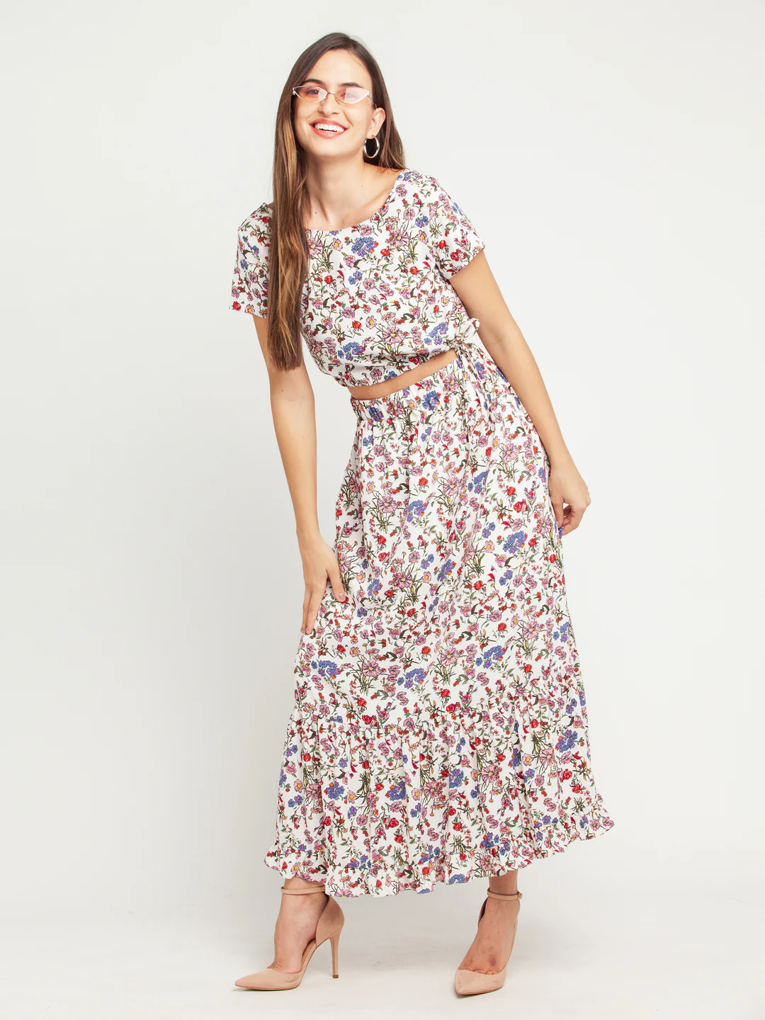 White Printed Tie-Up Top - Image 5