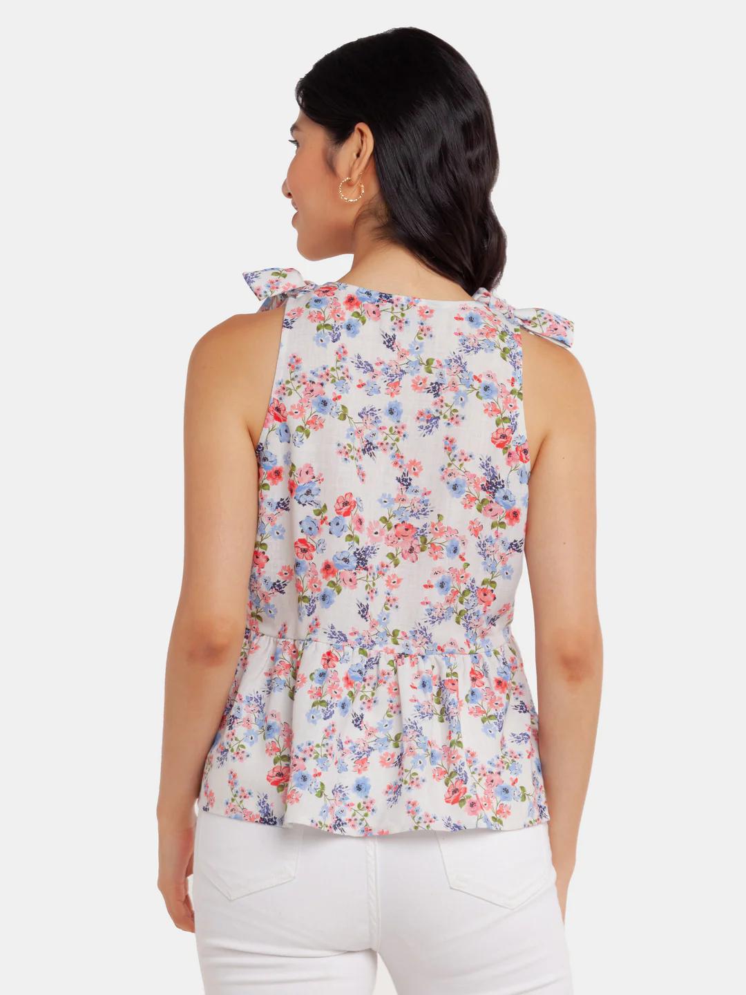 White Printed Tie-Up Top - Image 5