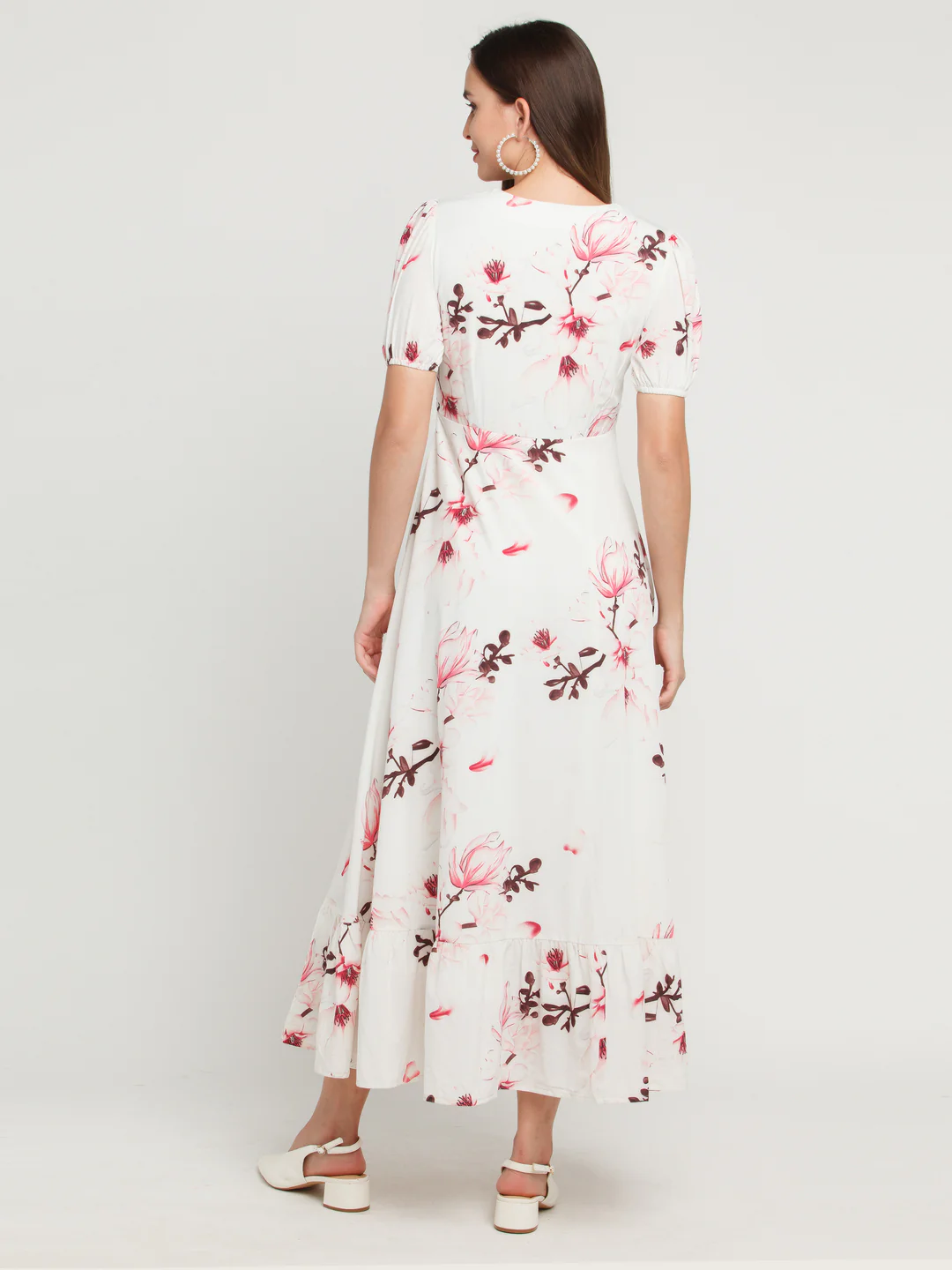 White Printed Tiered Maxi Dress - Image 4