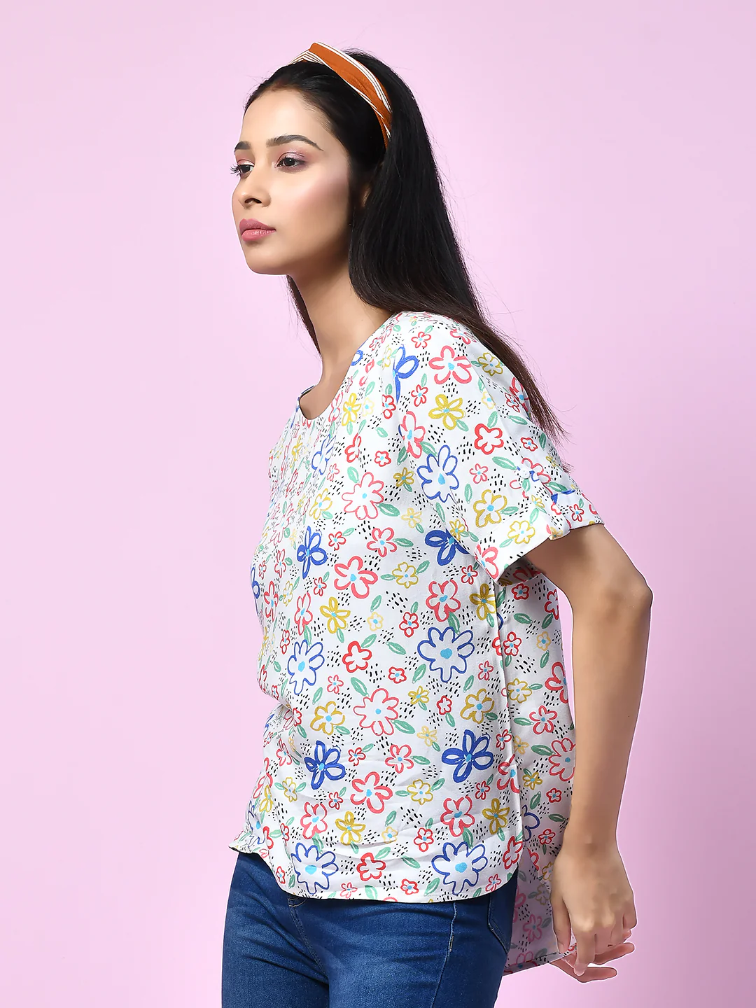 White Quirky Printed Regular Top - Image 3