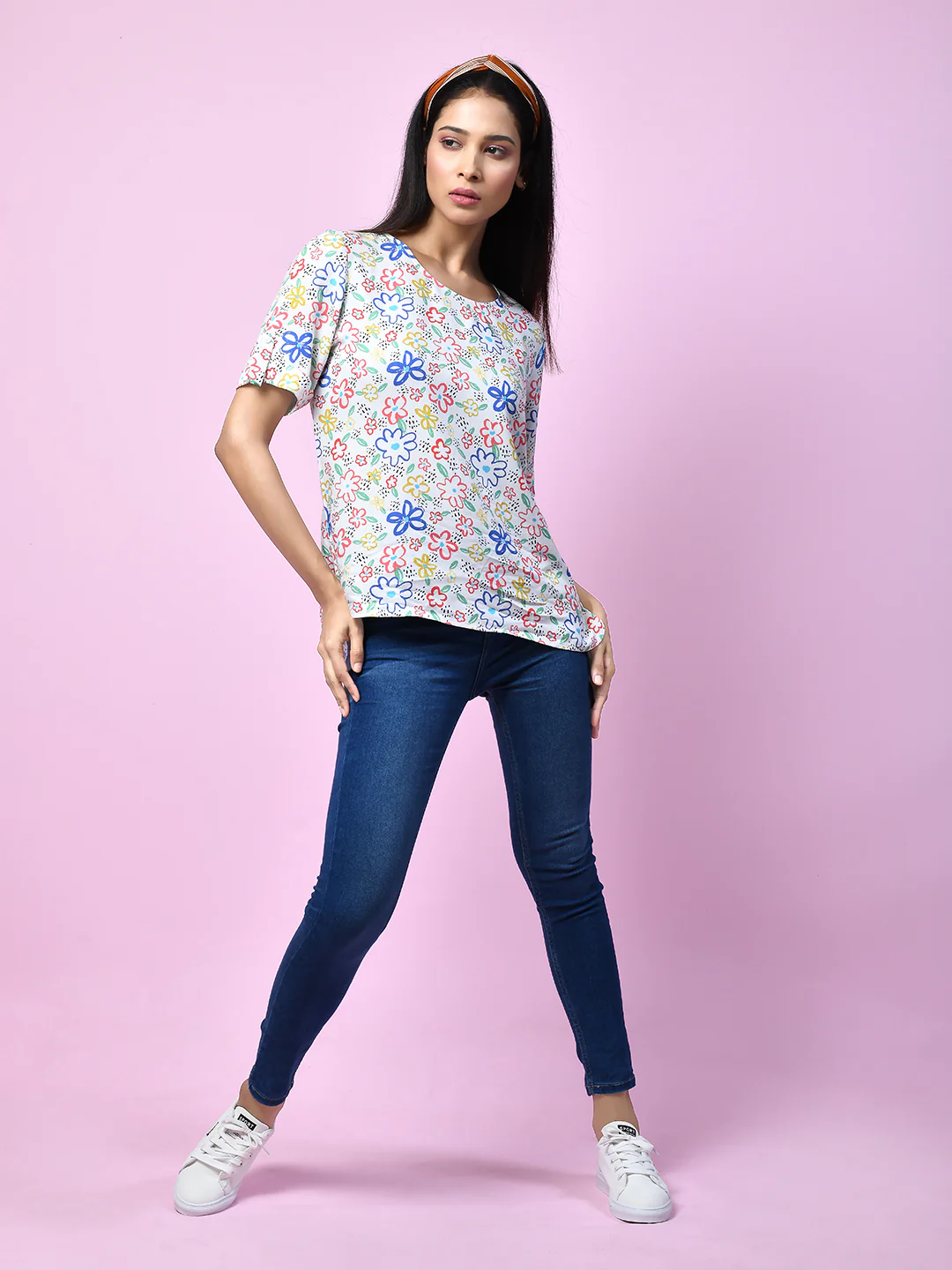 White Quirky Printed Regular Top - Image 5