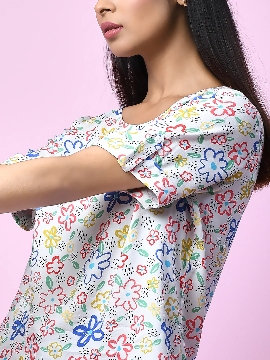 White Quirky Printed Regular Top - Image 6