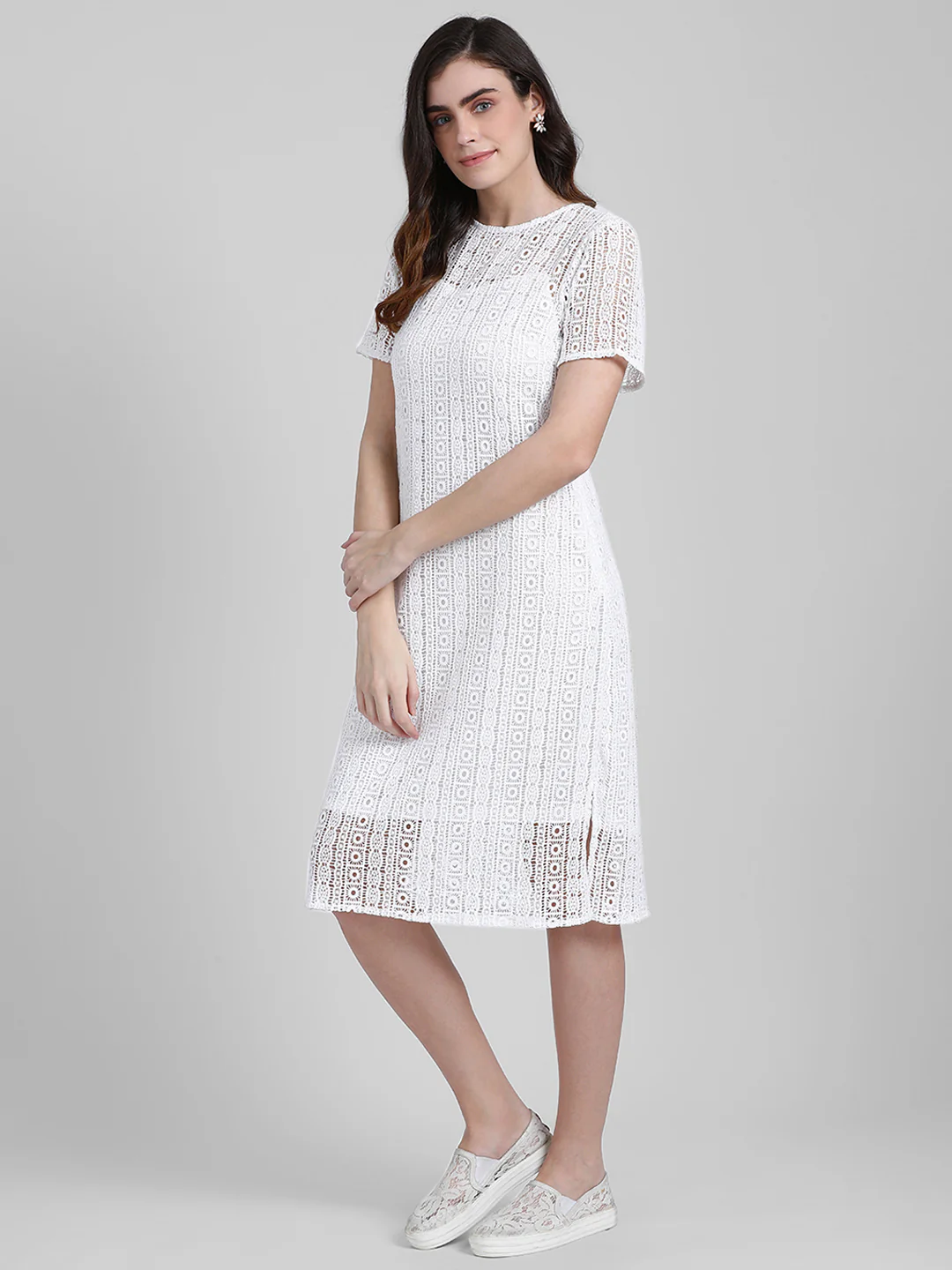 White Lace Short Dress - Image 2