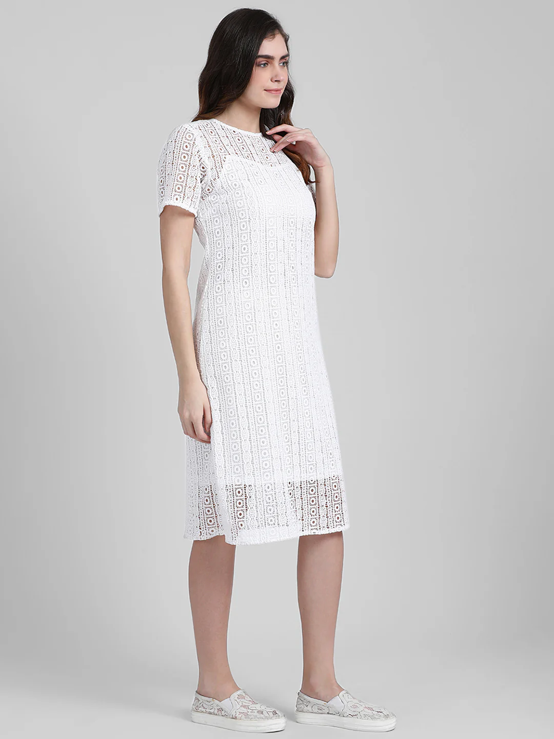 White Lace Short Dress - Image 3