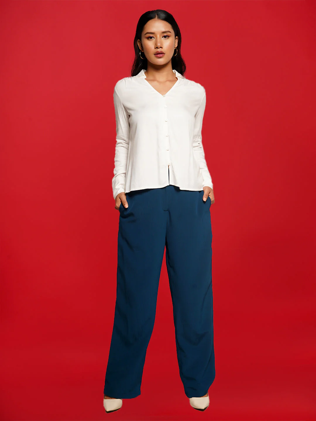 White Solid Basic Shirt