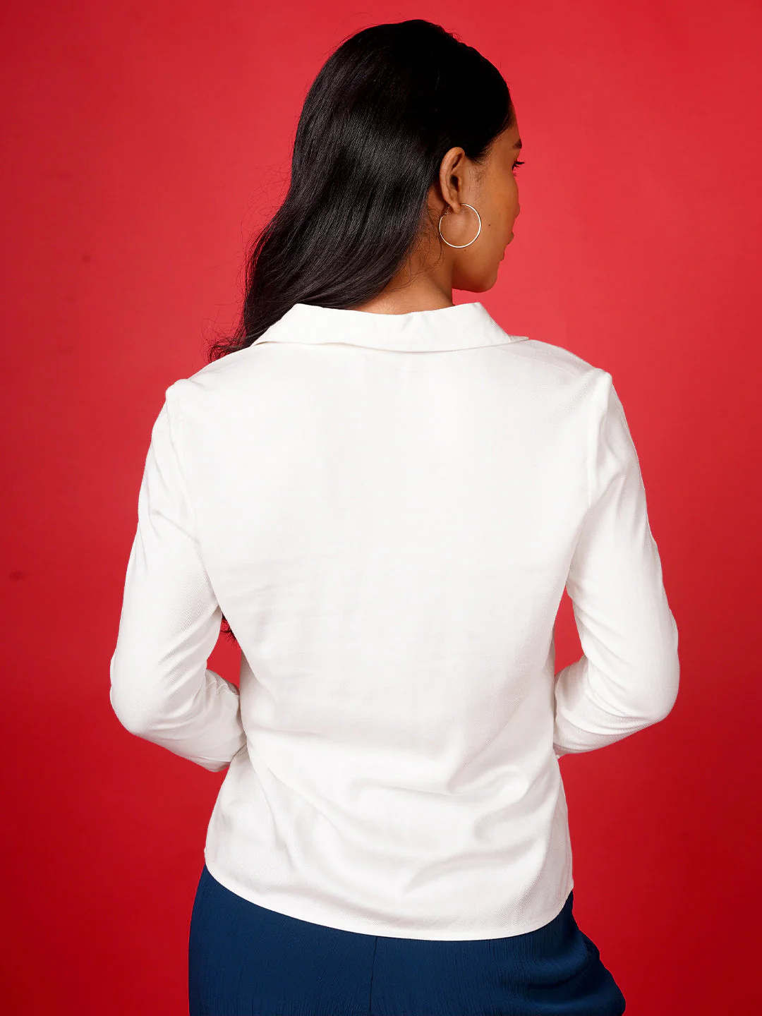 White Solid Basic Shirt - Image 4