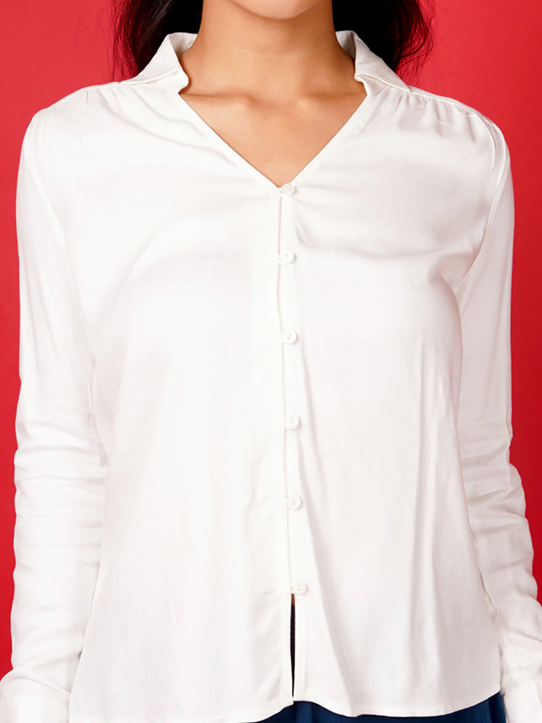 White Solid Basic Shirt - Image 6