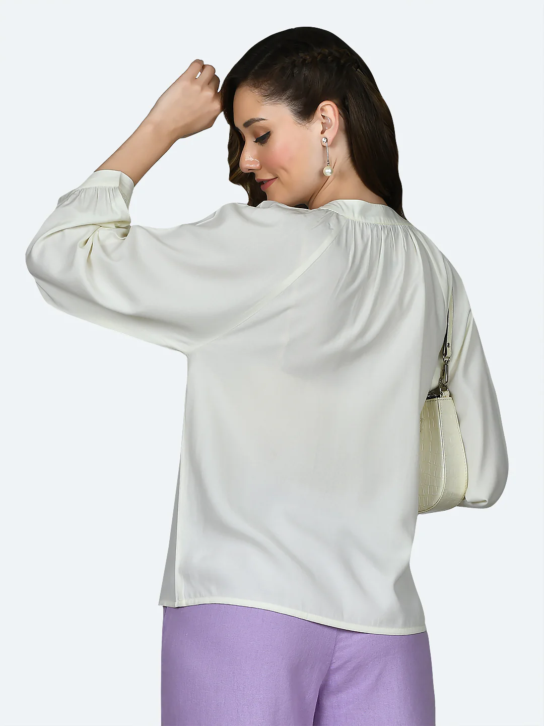 White Solid Buttoned Top - Image 4